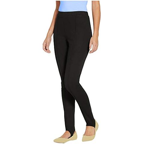 Womens Ski Pants Pull On Elasticated Stirrup Trousers Ladies Soft Stretchy Slim Skinny Leg Elastic Waist Band Comfy Fit Legging Pull Up Bottoms (Black, 22) Cover