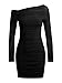 REORIA Womens Long Sleeve Mini Dress One Shoulder Sheer Mesh Ruched Bodycon Off Shoulder Sexy Short Dresses 2025 Fall Outfits Black Onyx Large