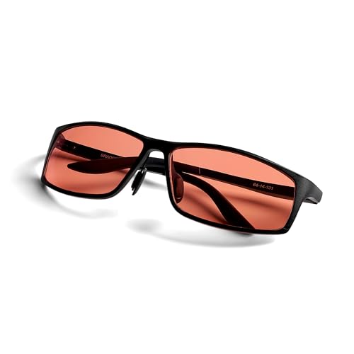 Image of BRADDELL FL-41 Rose Tinted Blue Light Glasses for Migraine Light Sensitivity, Eyestrain and Fluorescent LED Glare (Aluminum)