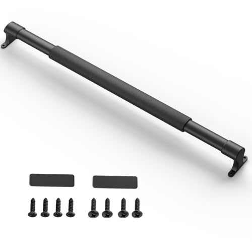 Safoner RV Screen Door Handle Grab Bar Adjustable- Durable Metal and Plastic Crossbar for Camper Entry- Reinforced Trailer Screen Door Protector Accessories Universal Fit 21.5 to 32- Black