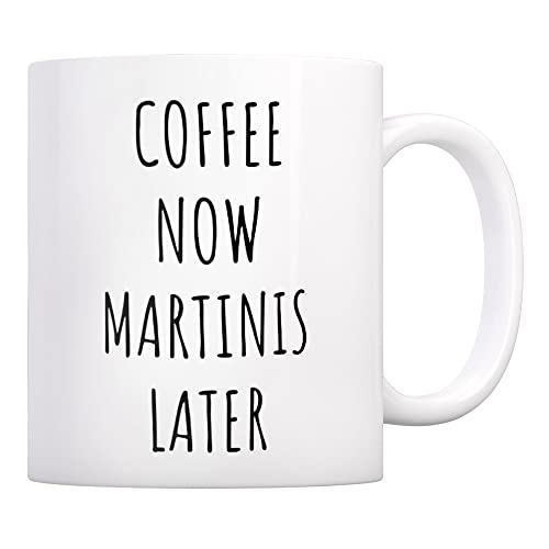 TGiakisz Coffee Now Martinis Later Mug, Gift for Martini Drinker, Martini Mug