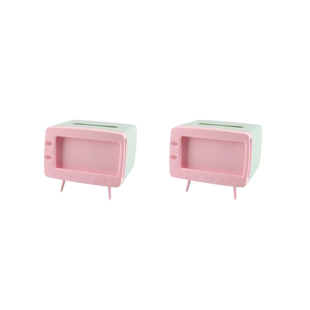Scatole for fazzoletti, porta fazzoletti creativi a forma di TV con supporto for telefono, scatola multifunzionale for fazzoletti for uso domestico verde (Color : Pink