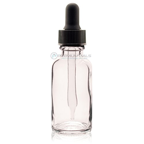Premium Vials B36-48 Boston Round Glass Bottle with Dropper, 1 oz Capacity, Clear (Pack of 48)