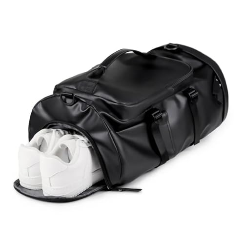 SCRUBY Gym Travel Backpack Versatile Faux Leather Bag for Men & Women Casual Outdoor Sports Shoulder Bags Fitness Weekender Duffel(Black)4