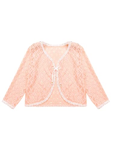 Aislor Little Girls Casual Ruffle Long Sleeve Lace Hollow Floral Cardigan Bolero Shrug Kids Shrug Dress Cover Up Jacket3
