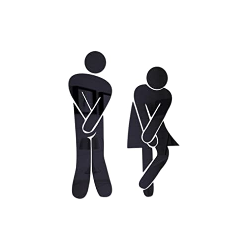 Abaodam 2pièces Lot de Stickers Muraux Miroir pour Toilettes Homme et Femme Décoration de Salle de Bain Noir