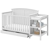 Storkcraft Steveston Cuna y cambiador convertible 5 en 1 con cajón (Blanco) - Certificación...