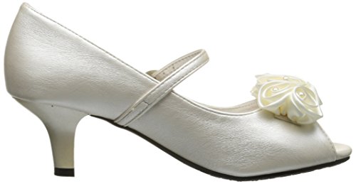 Swea Pea & Lilli Girl's Peep Toe Dress Shoe with Satin Flowers Ivory 1 - Thumbnail 3