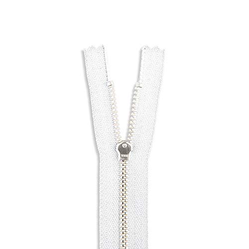7 Inch Metal Zipper White 7” Silver Brass Metal Heavy Duty Zippers Non Separating Sewing Zipper Nickel Pant Zipper Craft Zippers #TOP2