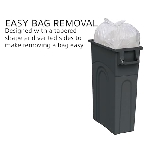 United Solutions Highboy Waste Container, 23 Gallon, Space Saving Slim Profile and Easy Trash Bag Removal, Indoor or Outdoor Use, Integrated Handles for Easy Carrying, 4-Pack, Black. - Thumbnail 4