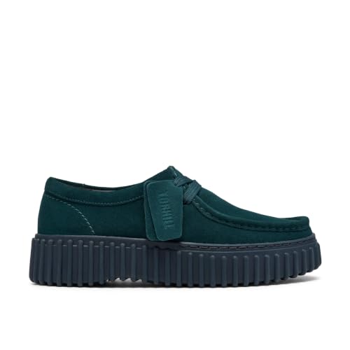 Image of Clarks Womens Torhill Bee Teal Suede Lace Up,Torhill