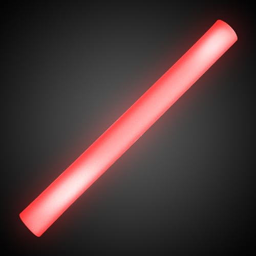 Fun Central LED Foam Sticks - 12 Pack, 16-Inch, 3 Light-Up Modes For Mardi Gras & St Patricks Day (Red) - Image 4