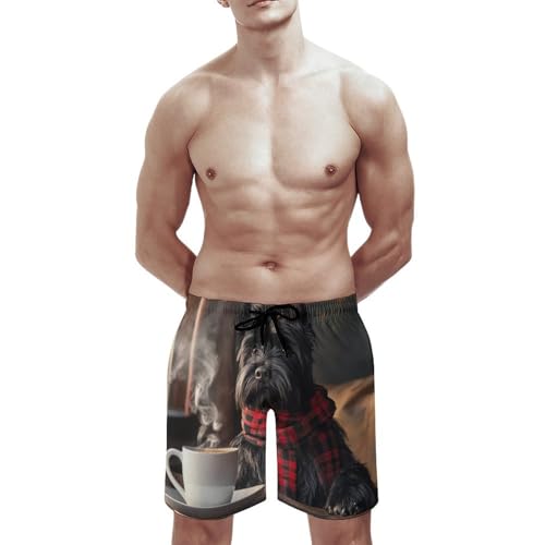 Cute Scottish Terrier Dog Men's Swim Trunks Quick Dry Board Shorts Hawaiian Beach Shorts With Pocket3