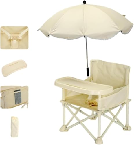 FUMAOYU 折り畳み式 ベビーチェア テーブルチェア 収納袋付き 軽量 携帯用 滑り止め 安全ベルト 屋内 屋外 ダイニングチェア (椅子+傘,A)