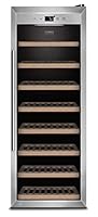CASO WineSafe 43 - Design Weinkühlschrank für bis zu 43 Flaschen (bis zu 310 mm Höhe), eine Temperaturzone 5-20°C, Getränkekühlschrank, Edelstahl, schwarz
