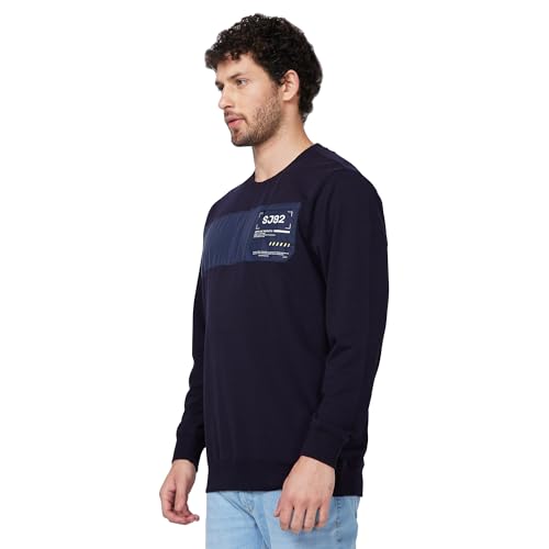Image of Spykar Blended Hooded Full Sleeve Sweatshirt for Men