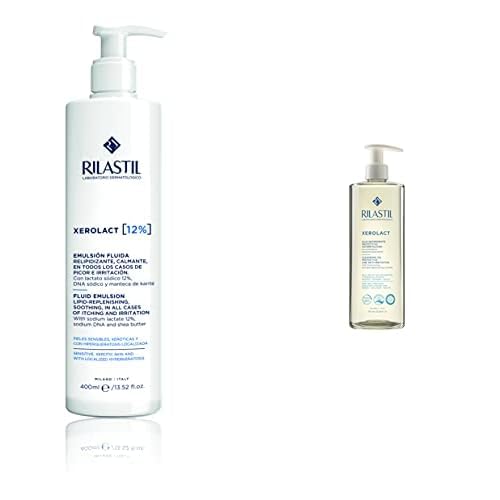Rilastil Xerolact 12, Crema Hidratante Corporal Queratoreguladora y Exfoliante Para Pieles Muy Secas, 400 ml + Limpiador Hidratante En Aceite Para Pieles Muy Secas Y Atópicas, Aromático, 750 ml