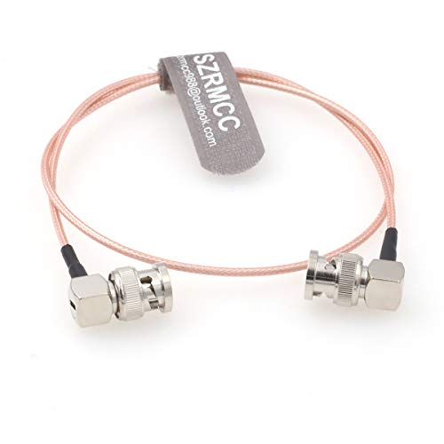 SZRMCC Right Angle BNC Male to Right Angle BNC Male 75ohm HD-SDI 3G RG179 Video Coaxial Cable for ARRI RED Blackmagic Cameras Atomos SmallHD Monitor (50cm)