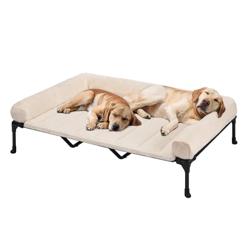 Veehoo Elevated Dog Beds Large Sized Dog with Fluffy Plush Bolster Cushion