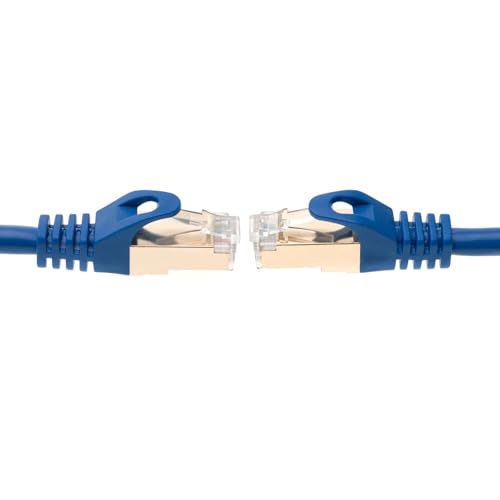 Image of 30FT S /FTP CAT 7 Gold Plated Shielded Ethernet RJ45 Copper Cable 10 Gigabit Ethernet Network Patch Cord CAT7 (30ft, Blue)