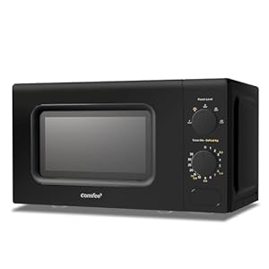 Comfee' CM-M202CC(BK) four micro ondes compact avec la capacité de 20 litres, 700 W avec Commande manuelle, Convenable pour petites cuisines, 5 niveaux de puissance, Dégélation rapide, Noir