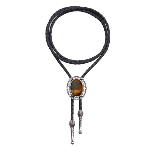 Image of AZORA Western Cowboy Bolo Tie Men Leather Necktie Leather Cord Turquoise Stone Bolo Ties for Men Women