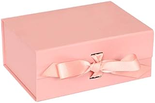 Large Reinforced Magnetic Seal Lid Ribbon Tie Gift Box (Pink, A4)