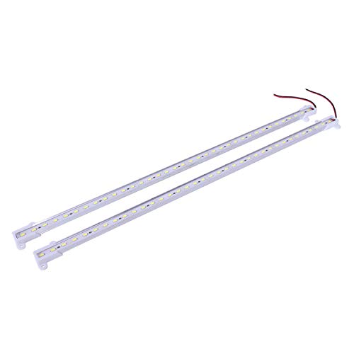 Senmubery 2 tiras rígidas de 50 cm, 12 V, 36 LED 5630 SMD, carcasa de aluminio con tapa de extremo, color blanco