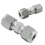 LifCratms 2PCS 1/4 inch 304 Stainless Steel Compression Fitting, Compression Union with Double Ferrules, 5/16' OD Tube x 5/16' Tube OD Straight Adapter
