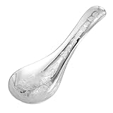 EnerMagiX Sterling Silver Spoon, S999 Pure Silver Hand Made Personalized Spoon for Home, Kitchen, Restaurant, Round Edge,Sterling Silver Flatware Gift (Longfeng Chengxiang, Small)