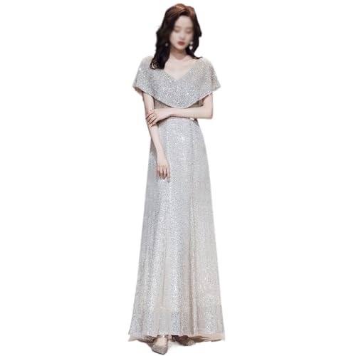 Robe de soirée à paillettes coupe sirène et col en V pour femme
