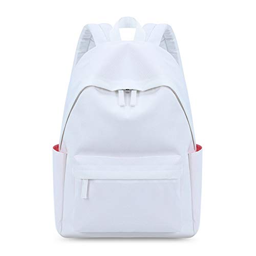 Acmebon Sac à Dos imperméable Pratique pour Fille et garçon Sac à Dos Couleurs Unies pour Les Jeunes Blanc Cover