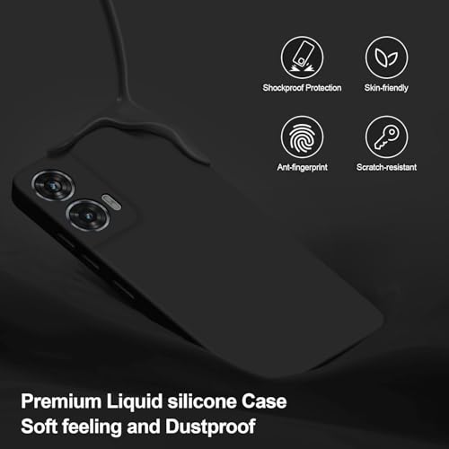 Image of DIZORO Microfiber Candy Case for Motorola G96 5G Smooth Touch Cushion Liquid Soft Silicone Gel Rubber Phone Cases Non-Slip Full Body Protective Shockproof Back Cover -Black