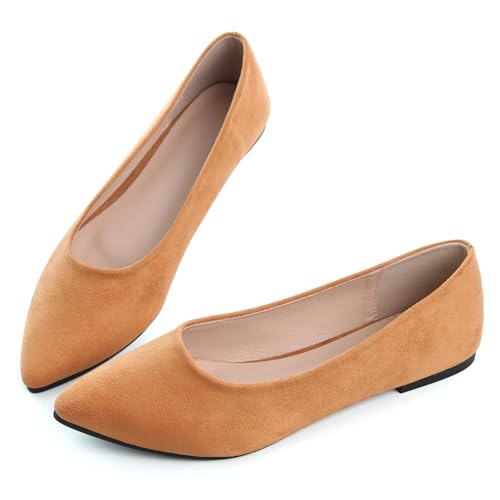 Image of Dear Time Women's Pointed Toe Ballet Flats Simple Casual Office Work Flats Slip-on Comfortable Shoes