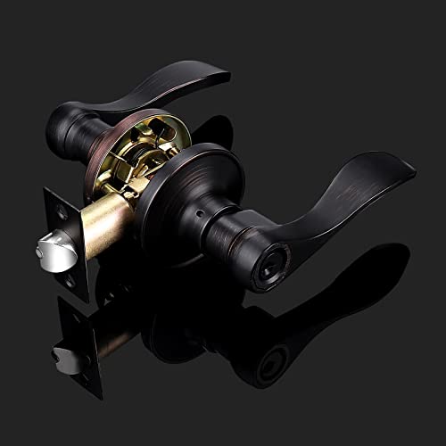 Probrico (2 Pack) Entrance Lever Door Handle Oil Rubbed Bronze, Entry Levers Combo Pack, Keyed Alike Door Locks Lockset Contemporary Style, Contractor Pack #TOP3