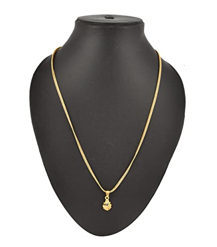 Image of Handicraft Kottage 1 gm Micro Gold plated Stylesh Modern Brass Chain Pendant locket Necklace for Men,women and kids Ganesh ganapti ganpati bappa (Style1)