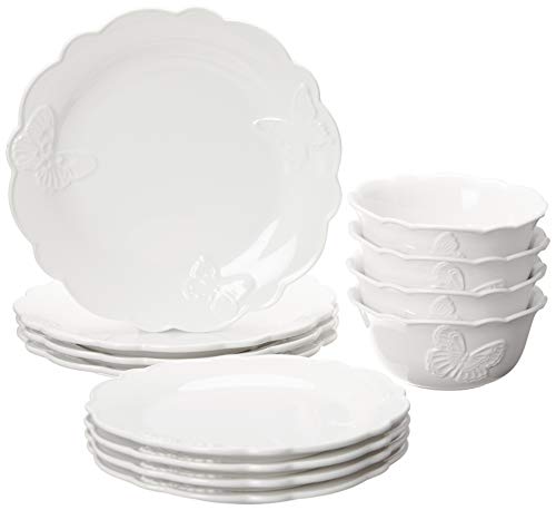 Lenox 872326 Butterfly Meadow Carved Vanilla 12 Piece Dinnerware Set