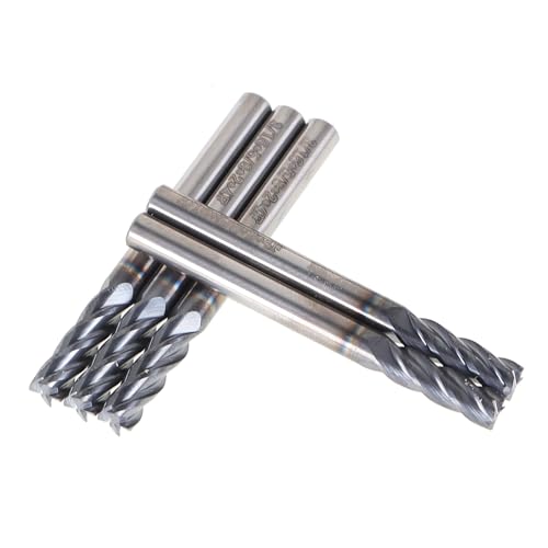 Image of 5Pcs End Mill 4 Flute Helix Carbide End Mill 3 /16 Inch Carbide Square End Mill Fit for CNC, Engraving Machine Carbon Steel, Mould Steel, etc
