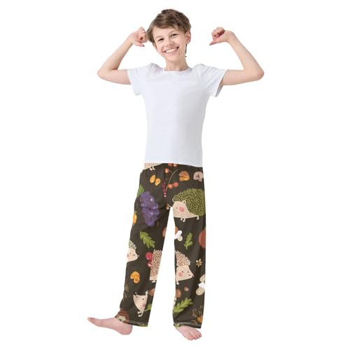 ZZXXB Hedgehog and Fruits Boys Long Pants Soft Trousers Elastic Waist Kids Lounge Bottoms with Pockets S-XL3