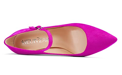 HEUIVZAR Women Pumps Pointed Toe Mary Jane Stiletto Mid Low Heel Ankle Strap Dress Shoes Classic Suede 2 Inch4