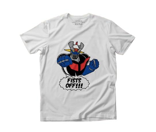 Crealotodo Camiseta Infantil Blanca con Estampado de Robot, Diseño Fists Off, para Niños y Niñas (FR/ES, Edad, 10 años, Regular, Blanco)