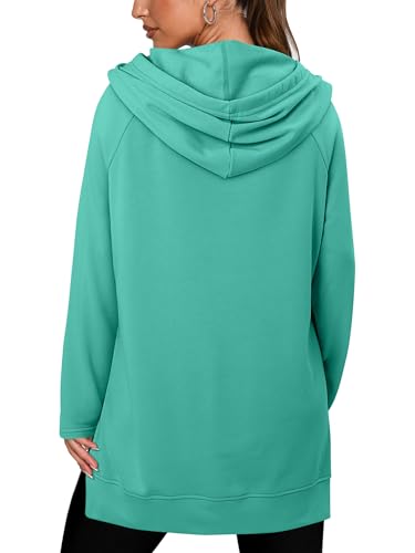 KISSMODA Women Hoodies Dress Long Sweatshirts Dress Raglan Sleeves Oversized Sweatshirts with Pocket 2025 Fall Winter Trendy