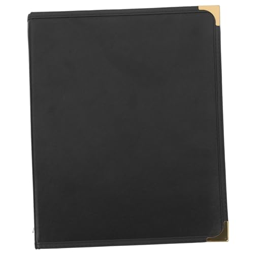 NAMOARLY Loose-Leaf Clear Menu Binder Double Panel Menu Cover PVC Menu Holder Transparent Restaurant Menu Covers Clear Menu Sleeves Cocktail Menu Holder Recipe Book Binder Pu Black