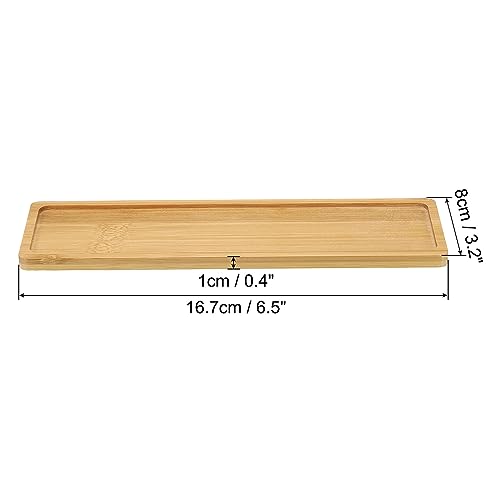 PATIKIL Bamboo Wood Saucer, 10.5x3 Inch Rectangle Wooden Plant Drainage Tray Bonsai Plants Saucer Succulent Pot for Home Balcony Patio - Image 2