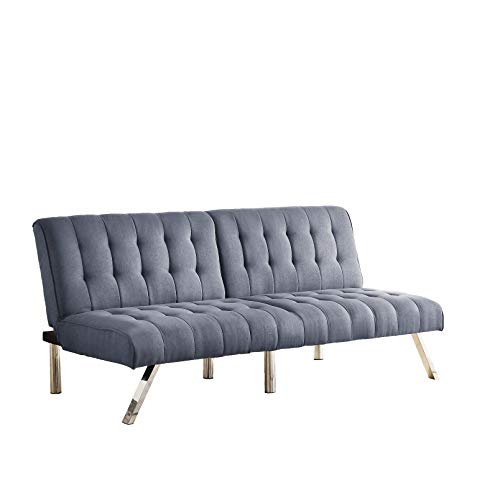 MHG Futon Couch Bed, Modern Sofa Design Includes Sturdy Chrome Legs and Rich