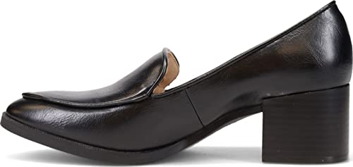 LifeStride Womens Devyn Block Heel Loafer, Black, 10 US A side view of the loafer, demonstrating its breathable lining and lace-up closure