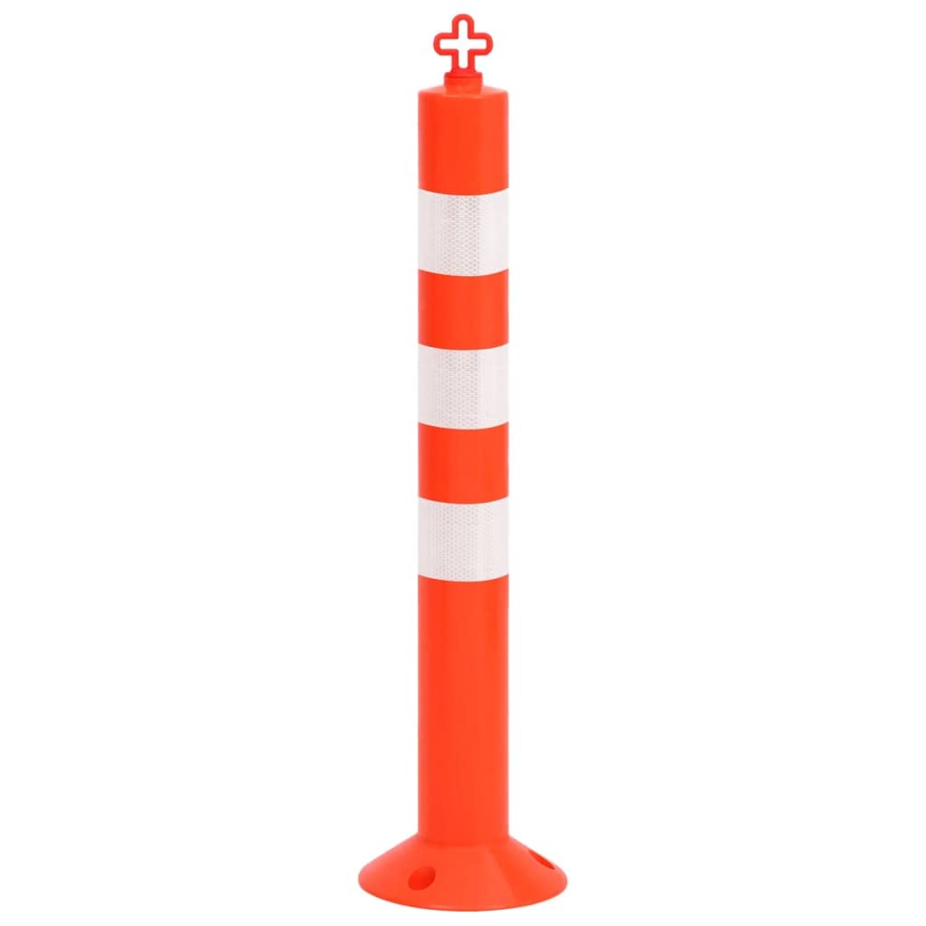 Juego de 10 postes de barrera con cadena, 75 cm, PE rojo plateado, reflectante, resistente a la intemperie, para exteriores, placas de construcción, señales de tráfico, señal de aparcamiento