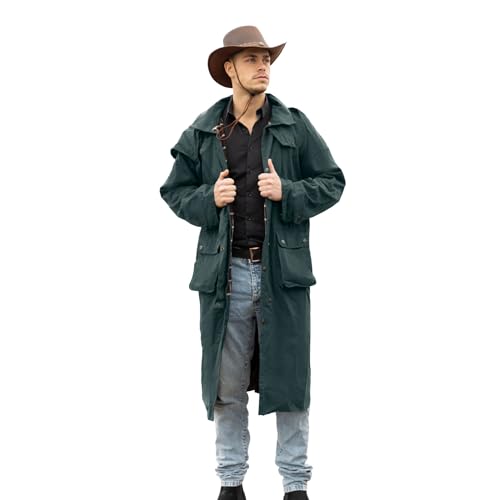 Image of RESISTANCE Premium Oilskin Duster Coat Waterproof Cotton Unisex Cowboy Cowgirl Western Workwear