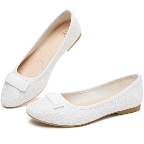 Shupua Women's White Ballet Flats Comfortable Slip On Dress Shoes for Women by Shupua