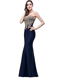 Mother of The Bride Dresses for Women Gold Lace Applique Mermaid Prom Dress Formal Evening Gowns Navy Blue XL